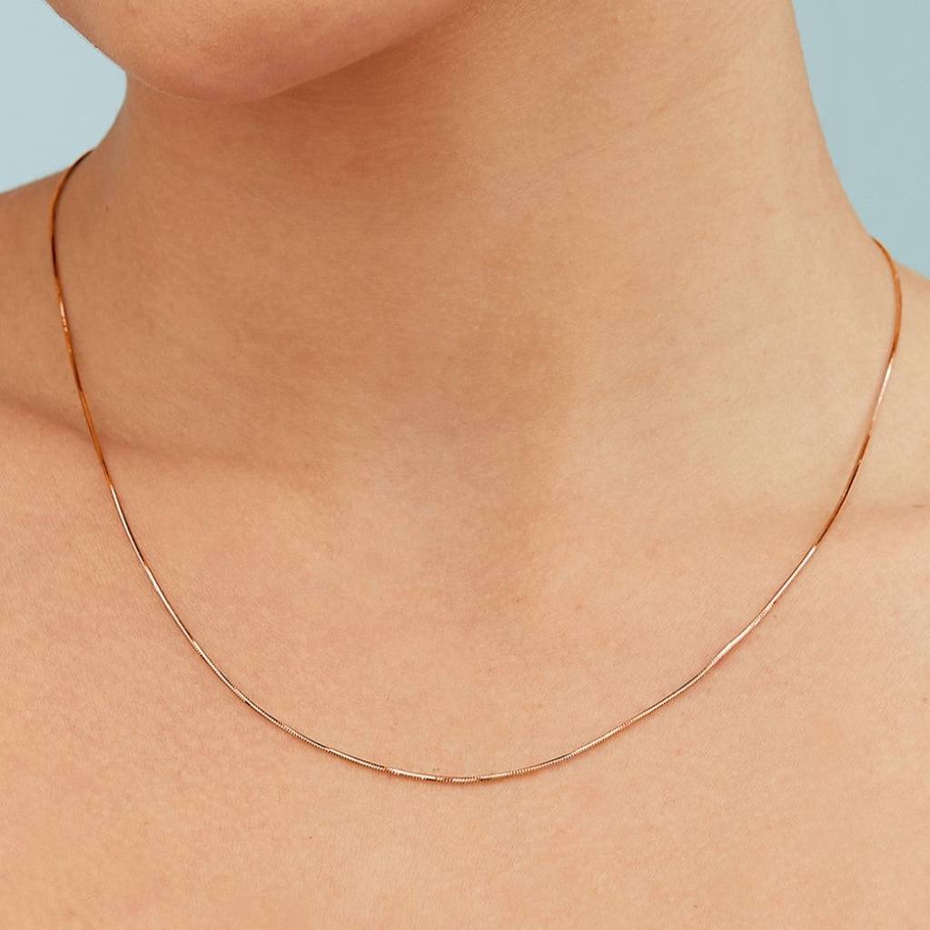 Graceful Serpent 925 Sterling Silver Rose Gold Plated Chain 20 Inches : CH-10008-RG-20-INCH