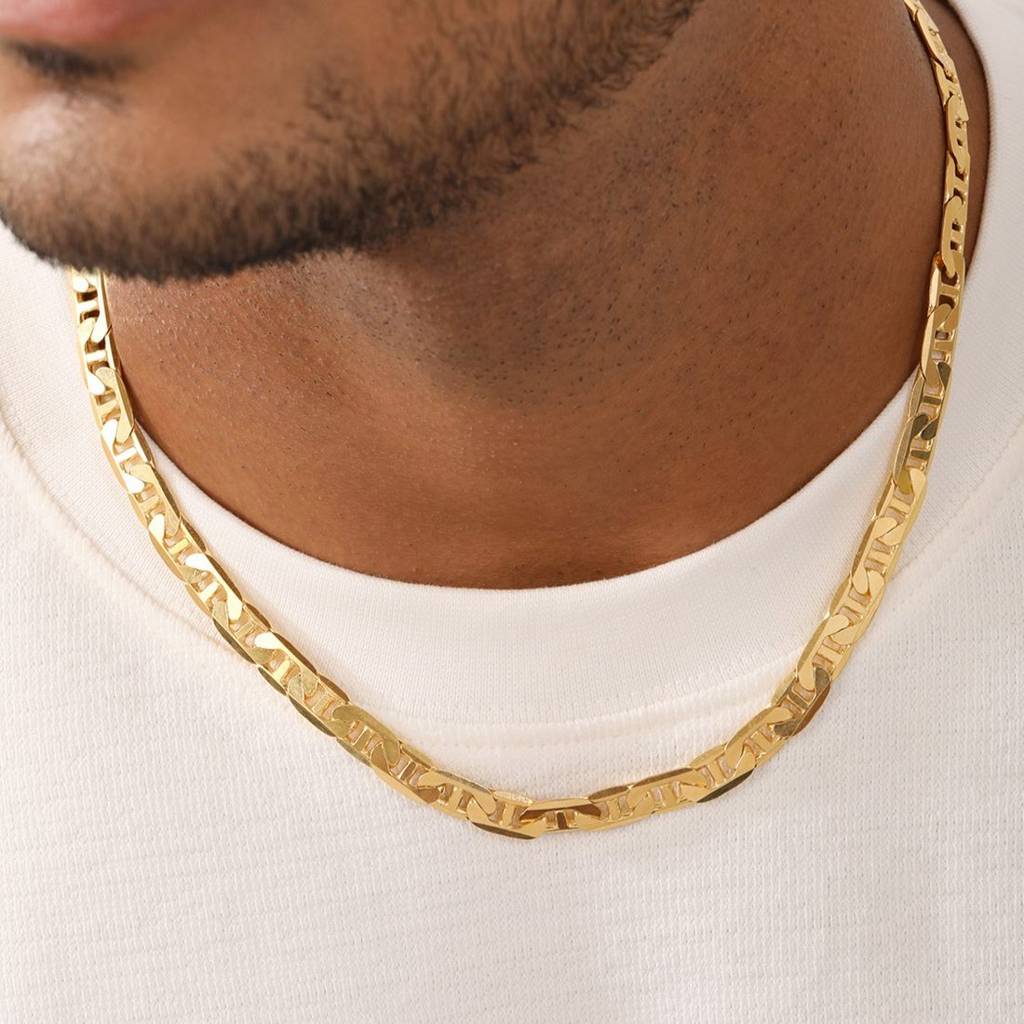 Refined 925 Sterling Silver Men'S Linked Gold Plated Chain : CH-10065-G-20-INCH