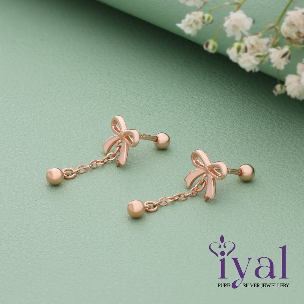 Bow Chain Silver Earring : ED-25