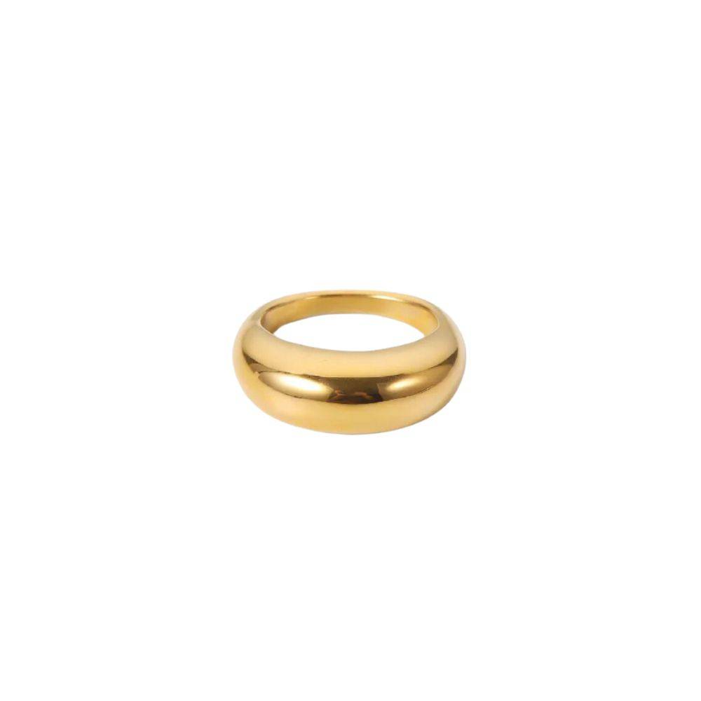 18Kt Gold Plated Smooth Chunky Dome Ring, Carla : INCARLA