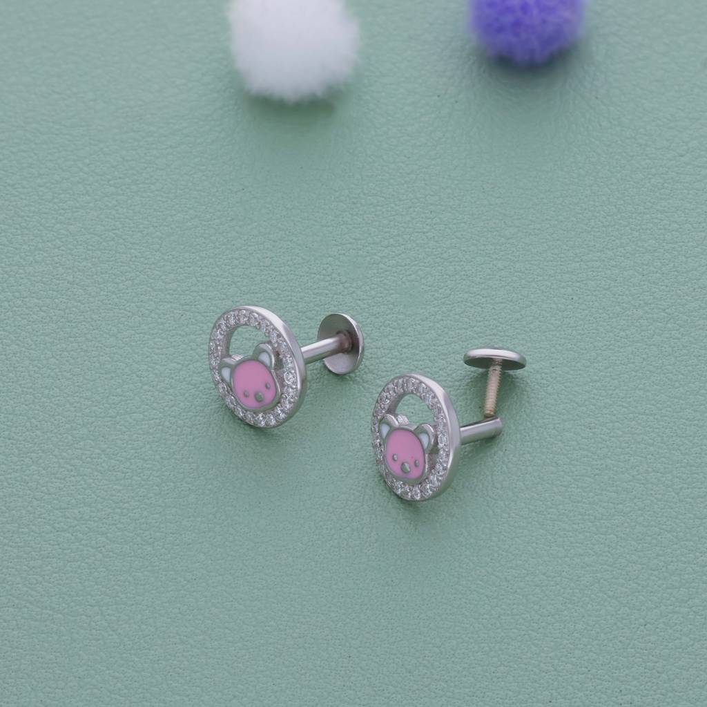 Pinky Piglet Spark Silver Stud For Kids & Teen (10+ Yrs) : KE-KS-RH-P-169-P