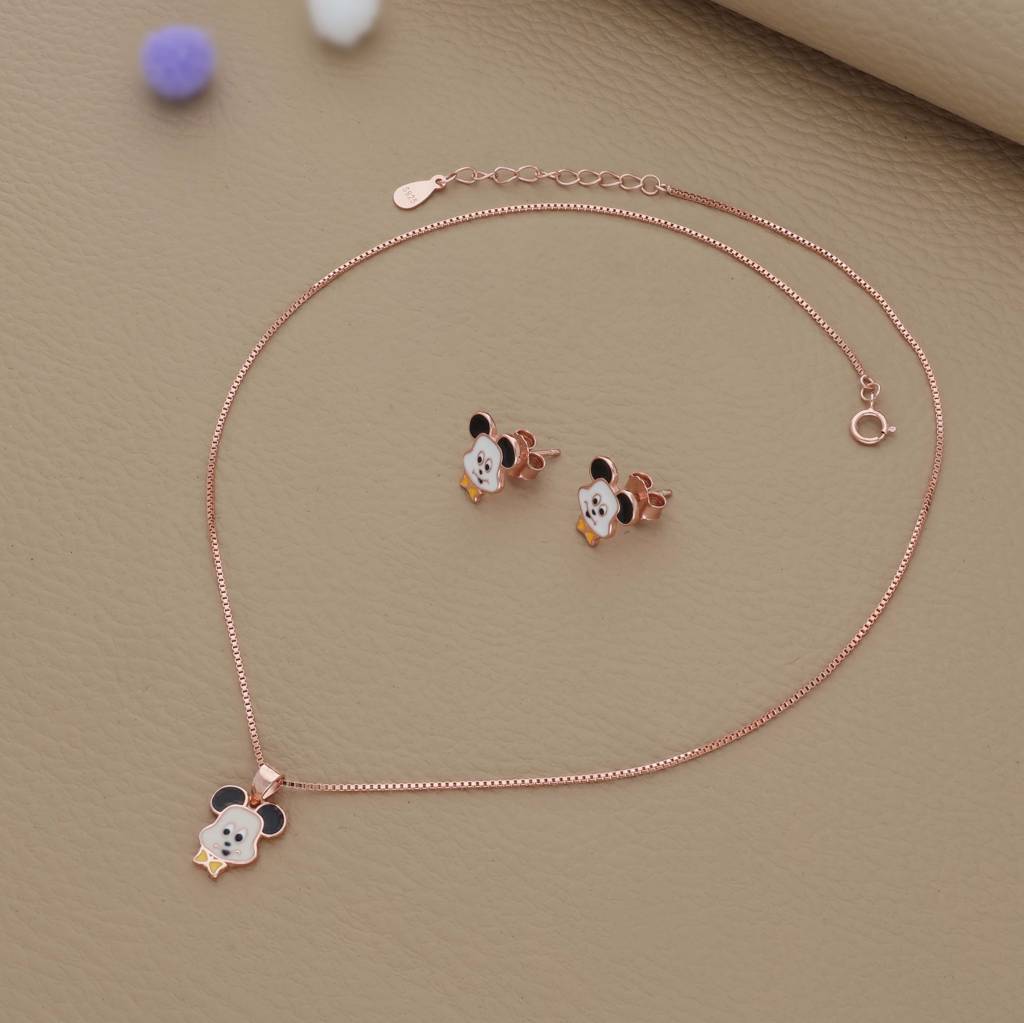 Iyal Little Wonder Buddy Rose Gold Polish Silver Kids Pendant Set (3+ Years) | 925 Hallmark | Occasional We : KP-KP-RG-U-142-S