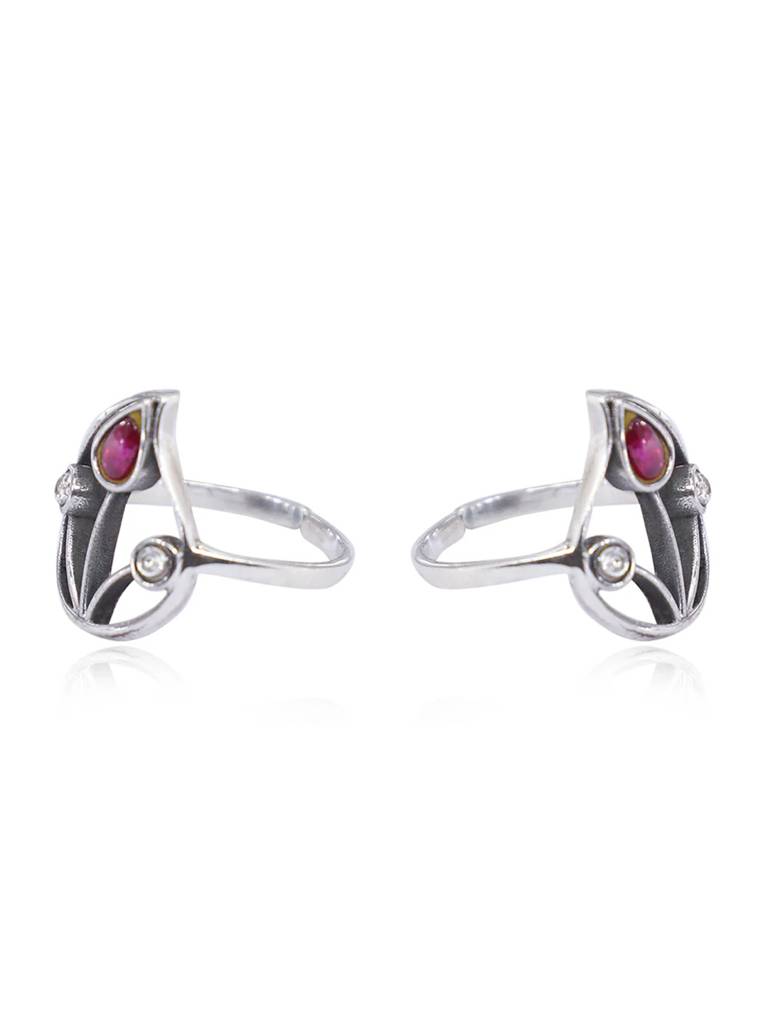 Silver 92.5 Aam Ras Red Stone Toe Ring : U080SO04TR0312