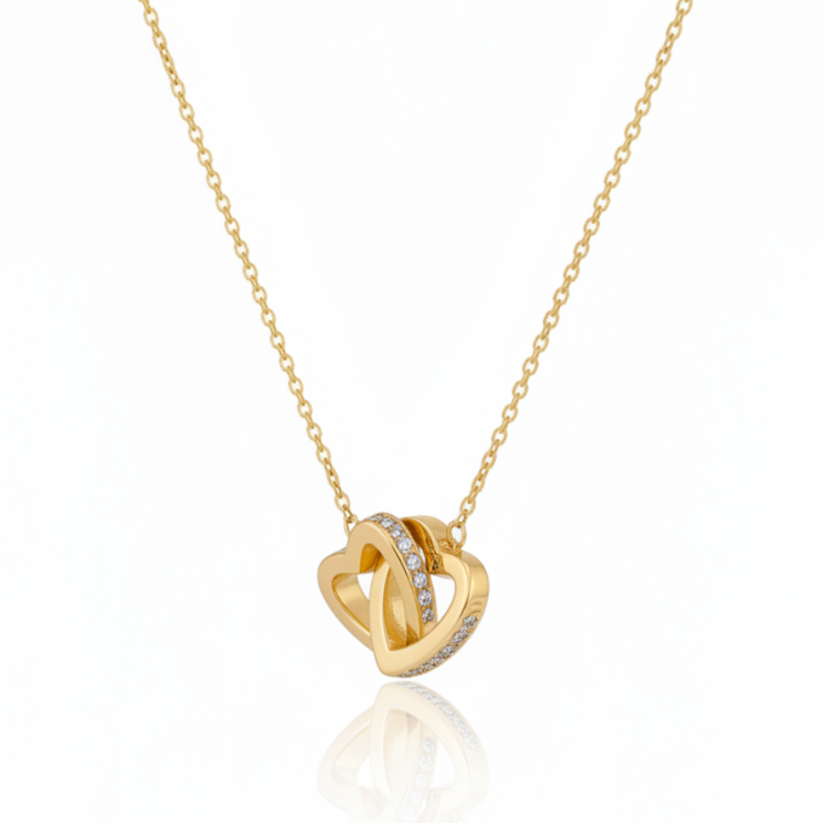 Duo Heart Necklace For Women | Romantic Double Heart Pendant Jewellery : 3213896505