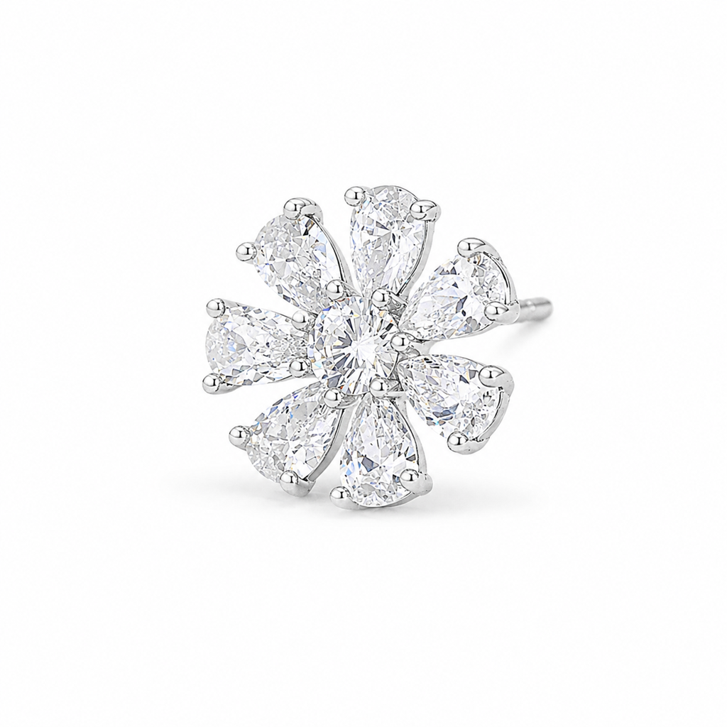 Silver Sparkle Bloom Studs : WER00091