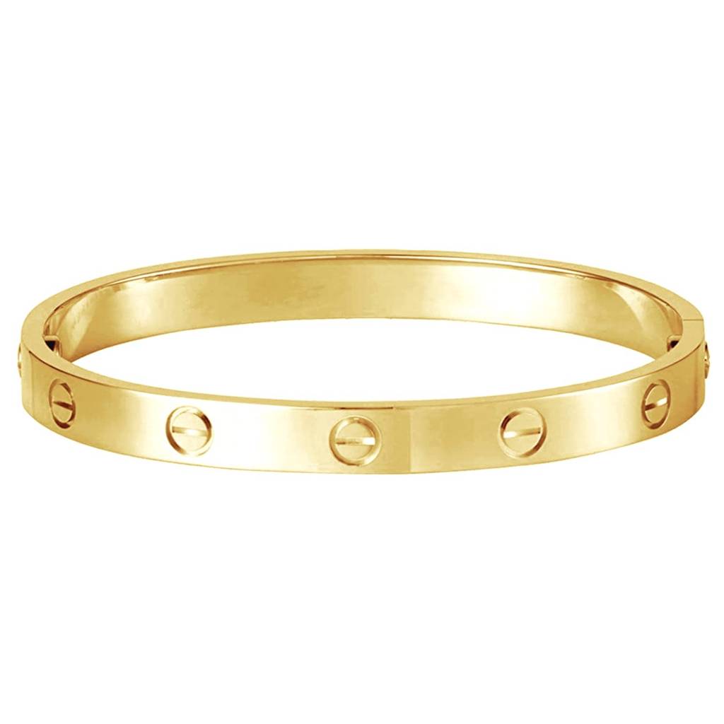Gold Plated Stylish Openable 316L Stainless Steel Kada Bracelet For Men And Women : PX9B96G