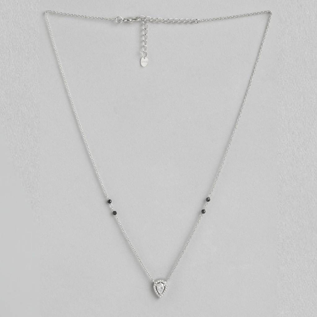 Radiant Vows Cz Rhodium-Plated 925 Sterling Silver Mangalsutra : MGS-10045-R
