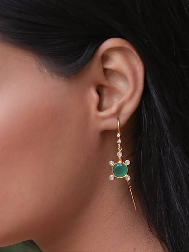 Silver Gulaabo Tortoise Sui Dhaga Earrings : U080SG009E1017