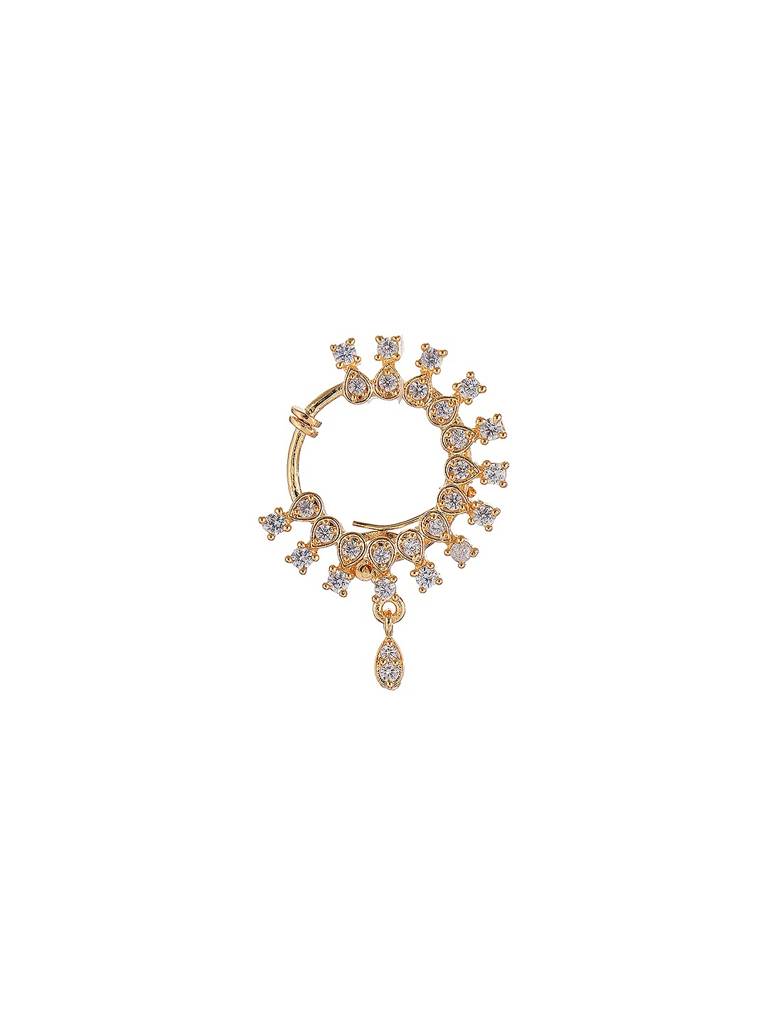 Gold Plated Ad Studded Minimal Nose Ring Nath : SJNT2953
