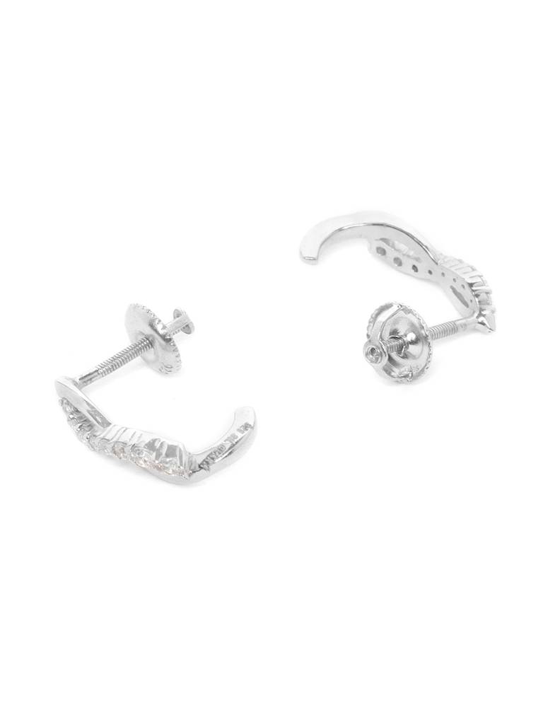 925 Sterling Silver Swiss Zirconia Hoop Elise Earring With Screw Back Gift For Women And Girls : CSWZHDE4