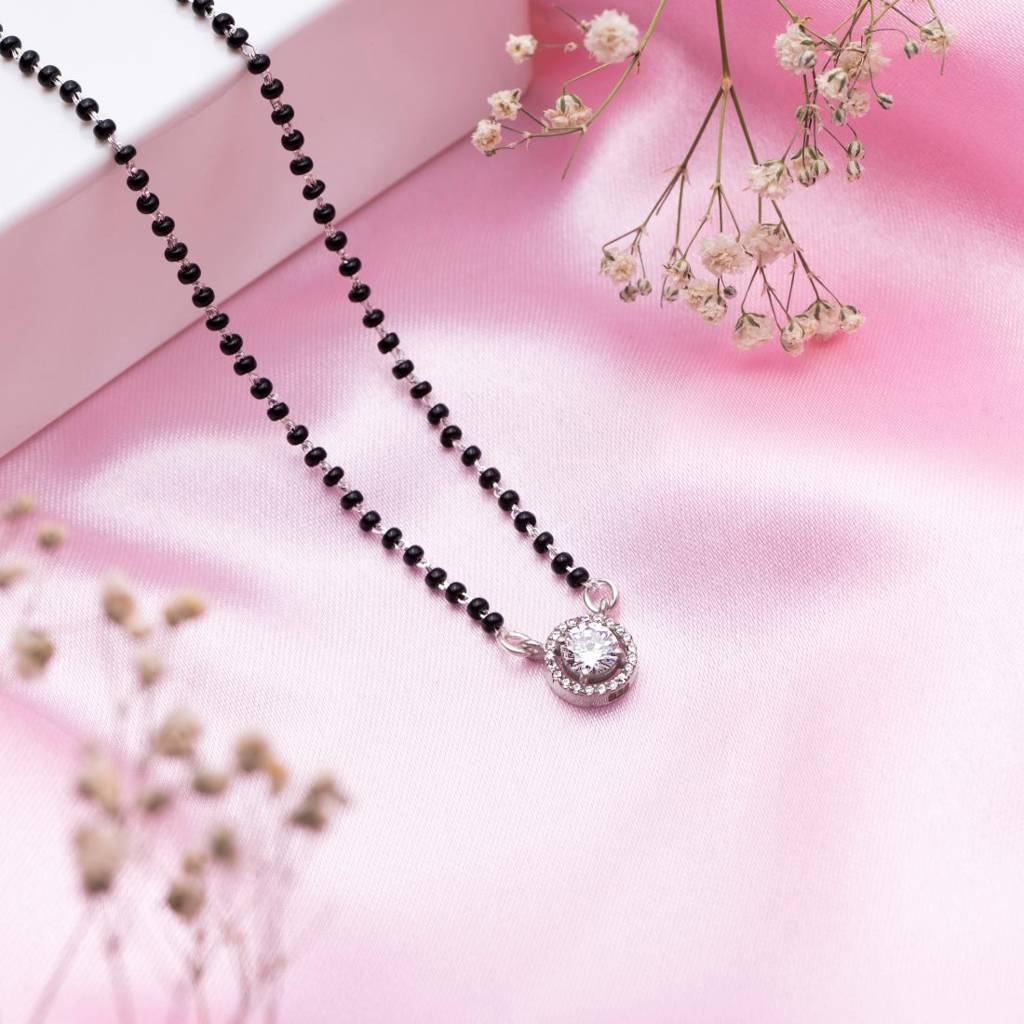 Radiant Union 925 Sterling Silver Rhodium-Plated Mangalsutra : MGS-10051-C-R