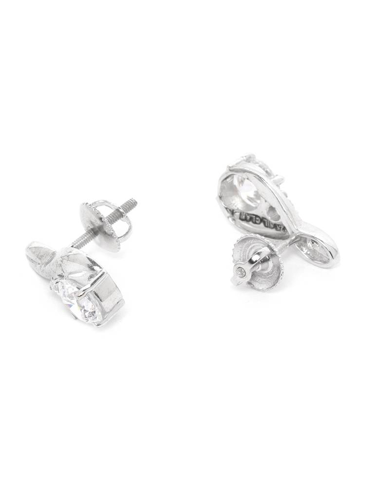 925 Sterling Silver Swiss Zirconia Stud Eloise Earring With Screw Back Gift For Women And Girls : CSWZHDE3