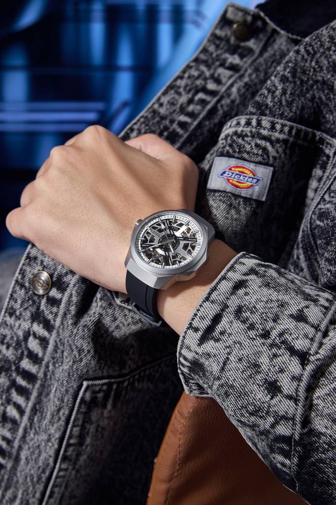 Premier Xapphire Collection Automatic Watch For Men With Round Skeleton Dial, Exposed-Gear Design, Luminous Hand : GZ-50232-01