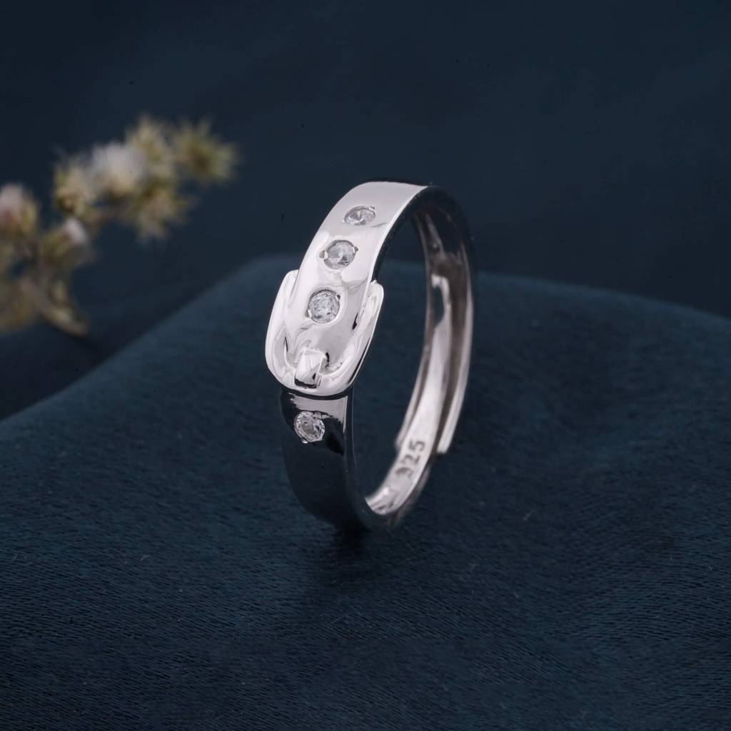 Silver Belt Style Promise Men'S Ring Silver Belt Style Promise