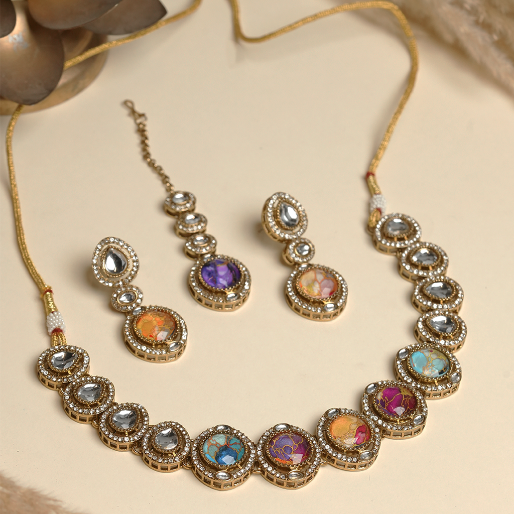 Short Designer Firestone Necklace : CAO0093MKT