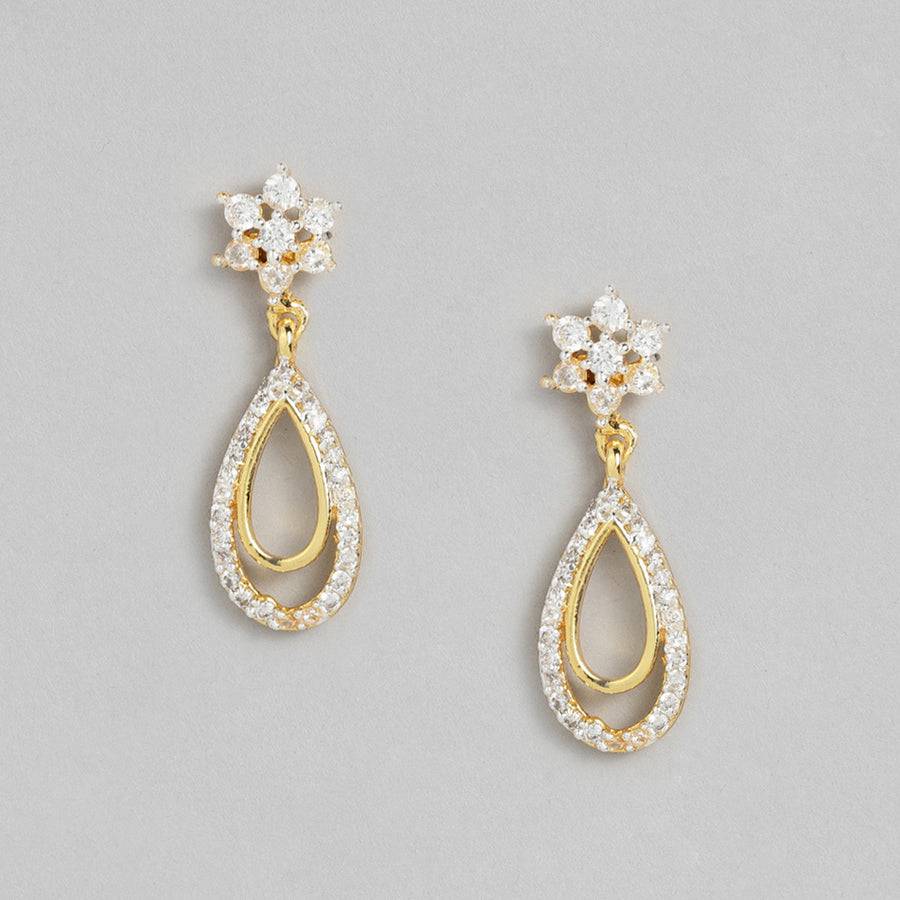 Estele Gold Plated Cz Beautiful Oval Designer Necklace Set For Women : AD-434NKER