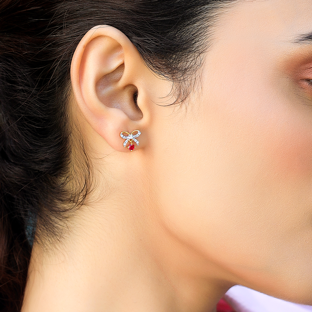 Bow Knot - Lab Diamond Stud Earrings : LLER0126