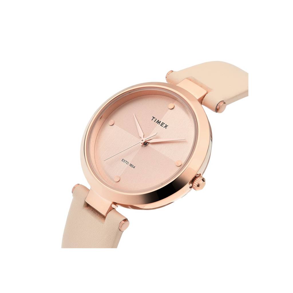 Timex Round 34Mm Rose Gold Dial Analog Women Watch - Twel11817 : TWEL11817