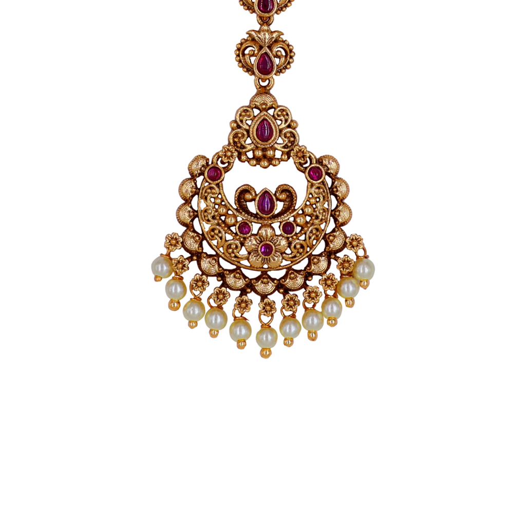 Classic South Indian Temple Jewellery Maang Tikka | Premium Antique Finish : T-11