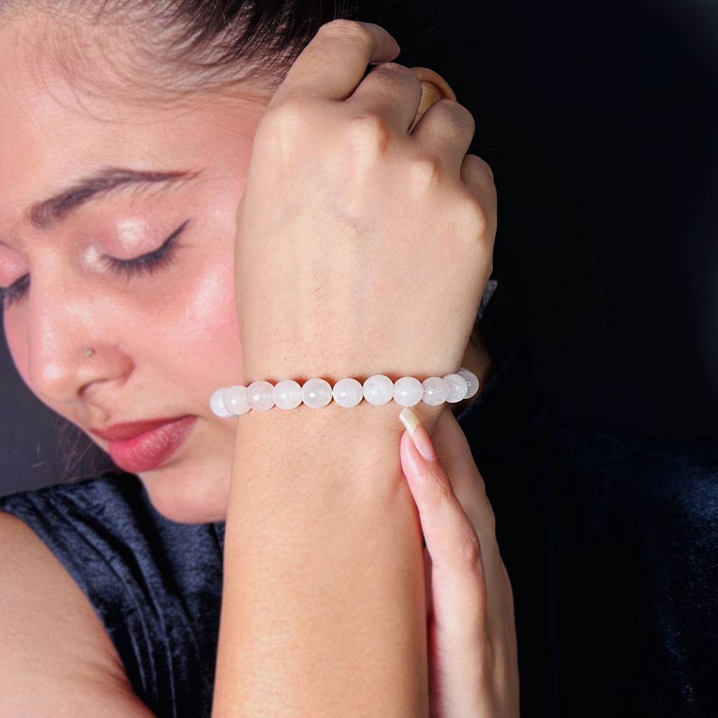 Natural Rose Quartz Stone Bracelet : IS-BR-ST-1126