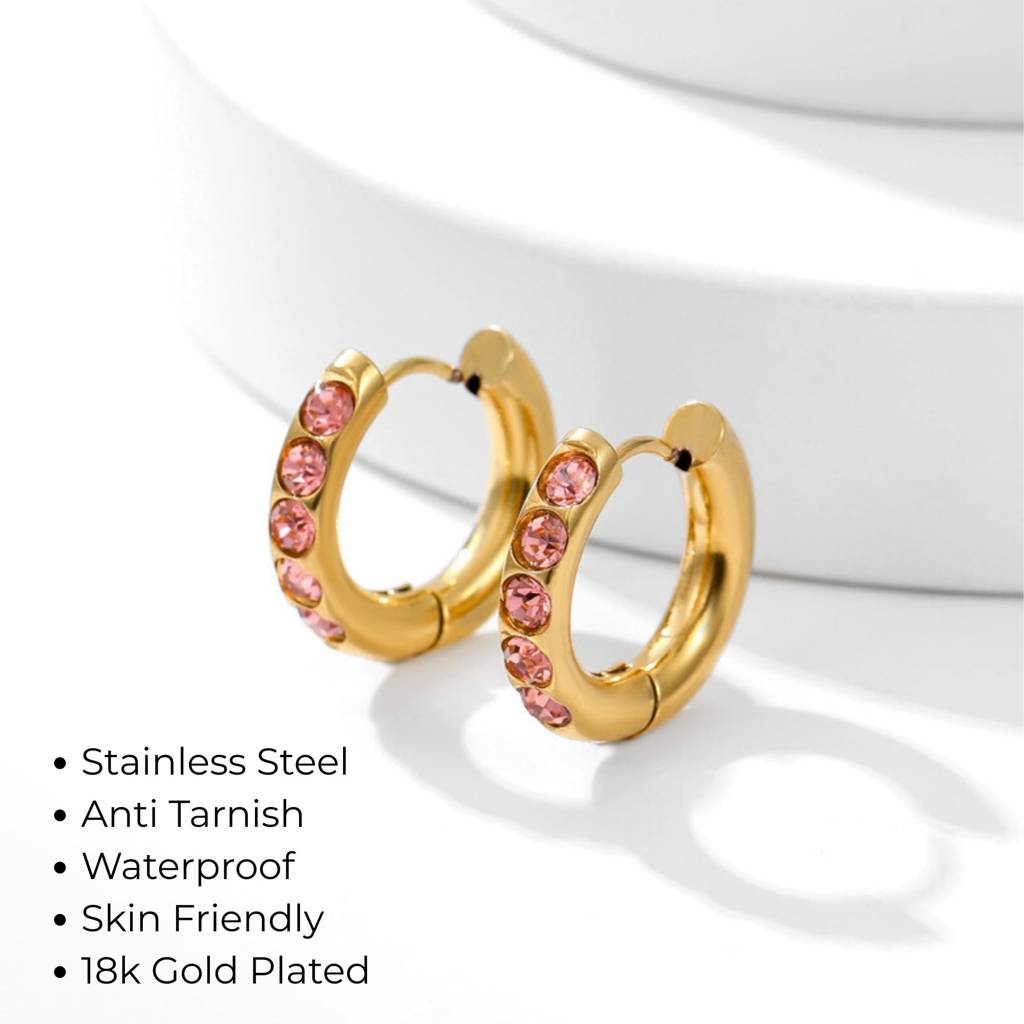 Pink Diamond Hoop Earring : ER_SS_PinkBali