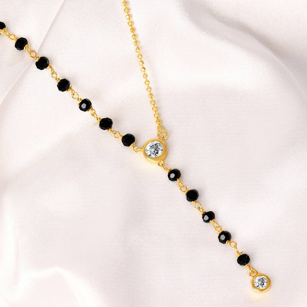Elegant Cz Gold-Plated 925 Sterling Silver Mangalsutra : MGS-10085-G