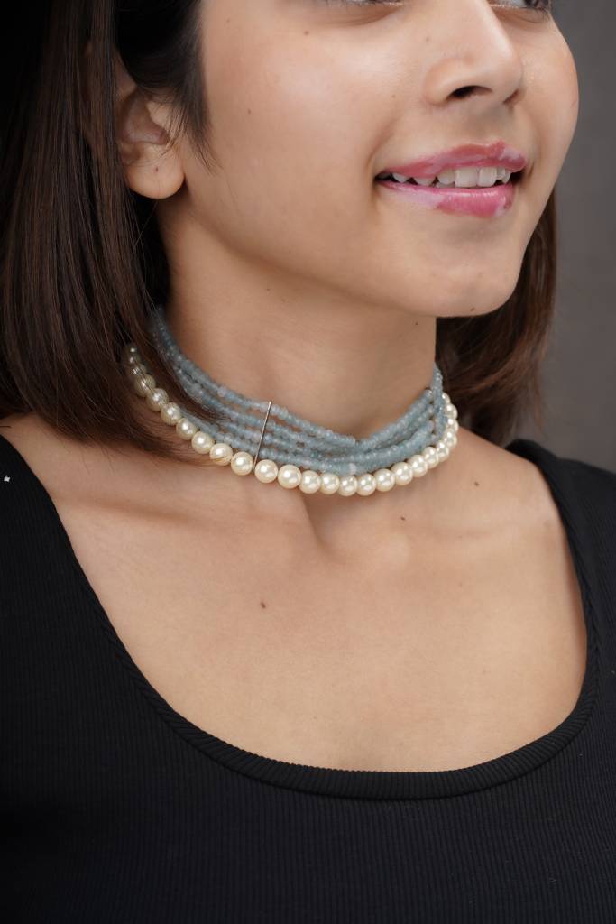 Fusion Choker- Pastel Blue : NE30014
