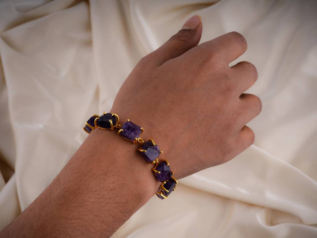 Uncut Amethyst Bracelet : NAGB07