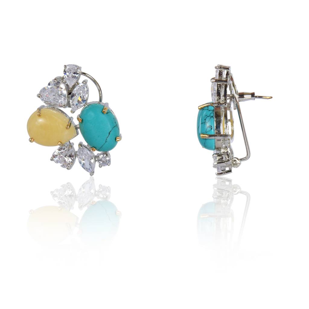 Sunshine Yellow And Turquoise Stud Earrings : IE896A