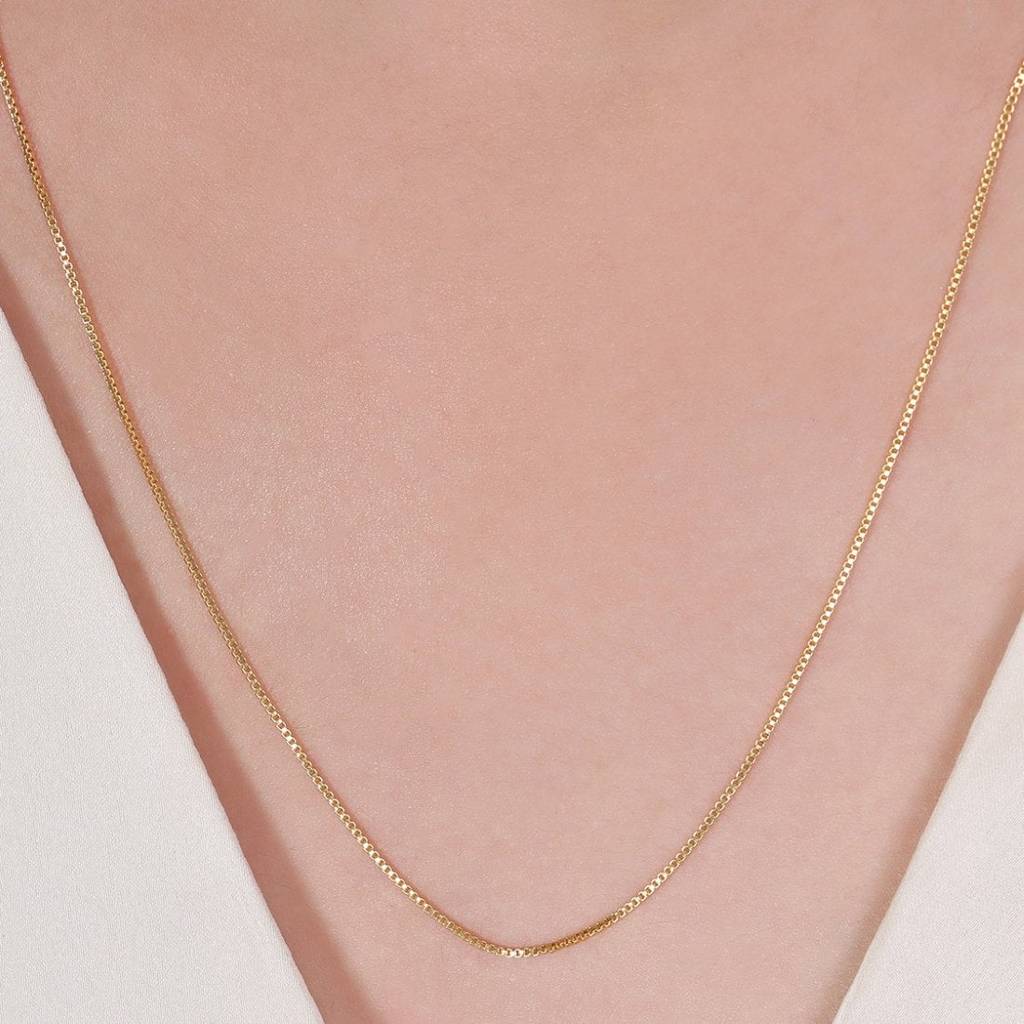 Sleek And Modern Golden Plated 925 Silver Box Chain : CH-10021