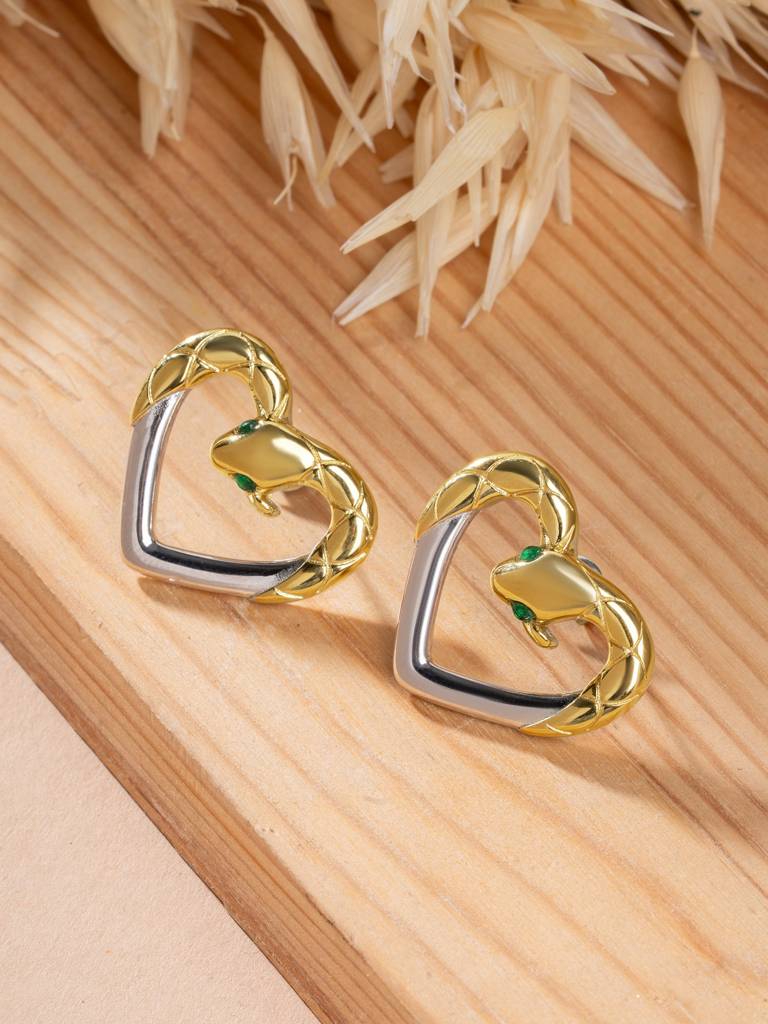 Palmonas Serpent Embrace Heart Stud Earring For Women - Waterproof & Anti-Tarnish : ER0261