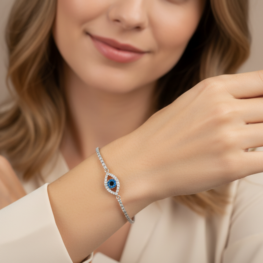 Round Evil Eye Bracelet For Women | Protective Symbolic Bracelet Jewellery : 9131520990