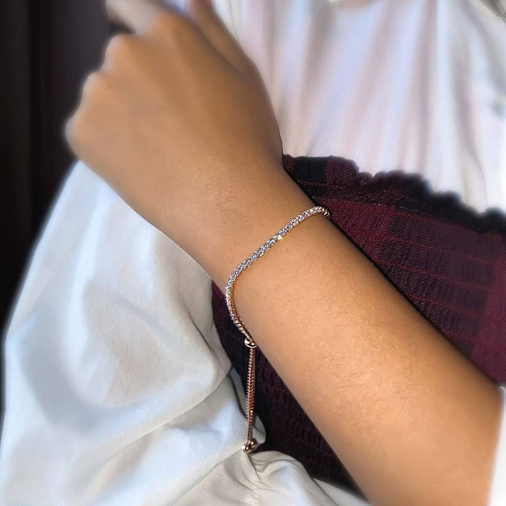 925 Silver Rose Gold Tennis Bracelet : IS-BR-CH-1072