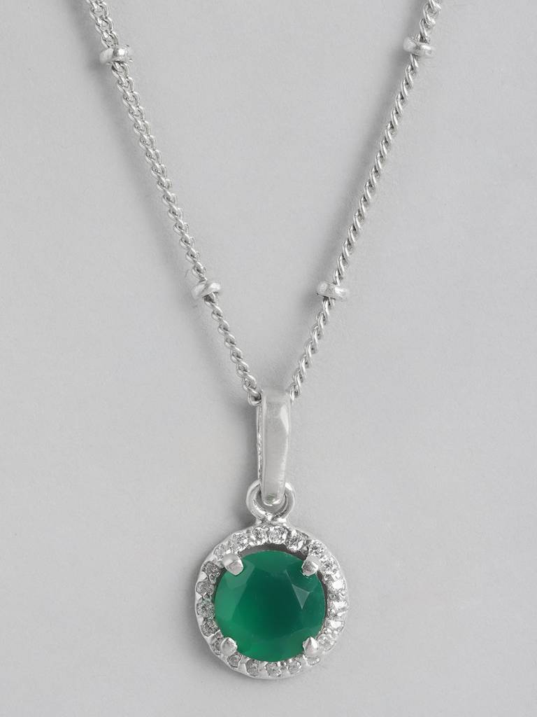 92.5 Silver Green Zircon Loop Necklace : U100SG005MY049