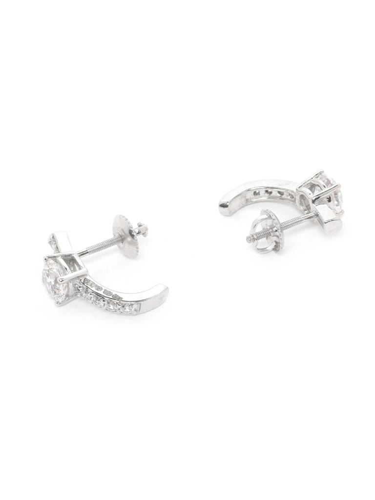 925 Sterling Silver Swiss Zirconia Hoop Estelle Earring With Screw Back Gift For Women And Girls : CSWZHDE25