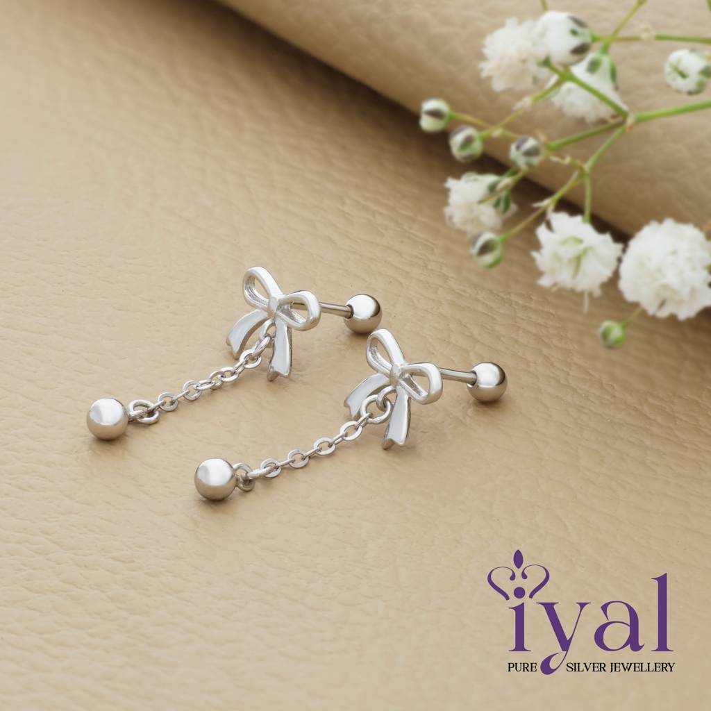 Bow Chain Silver Earring : ED-26