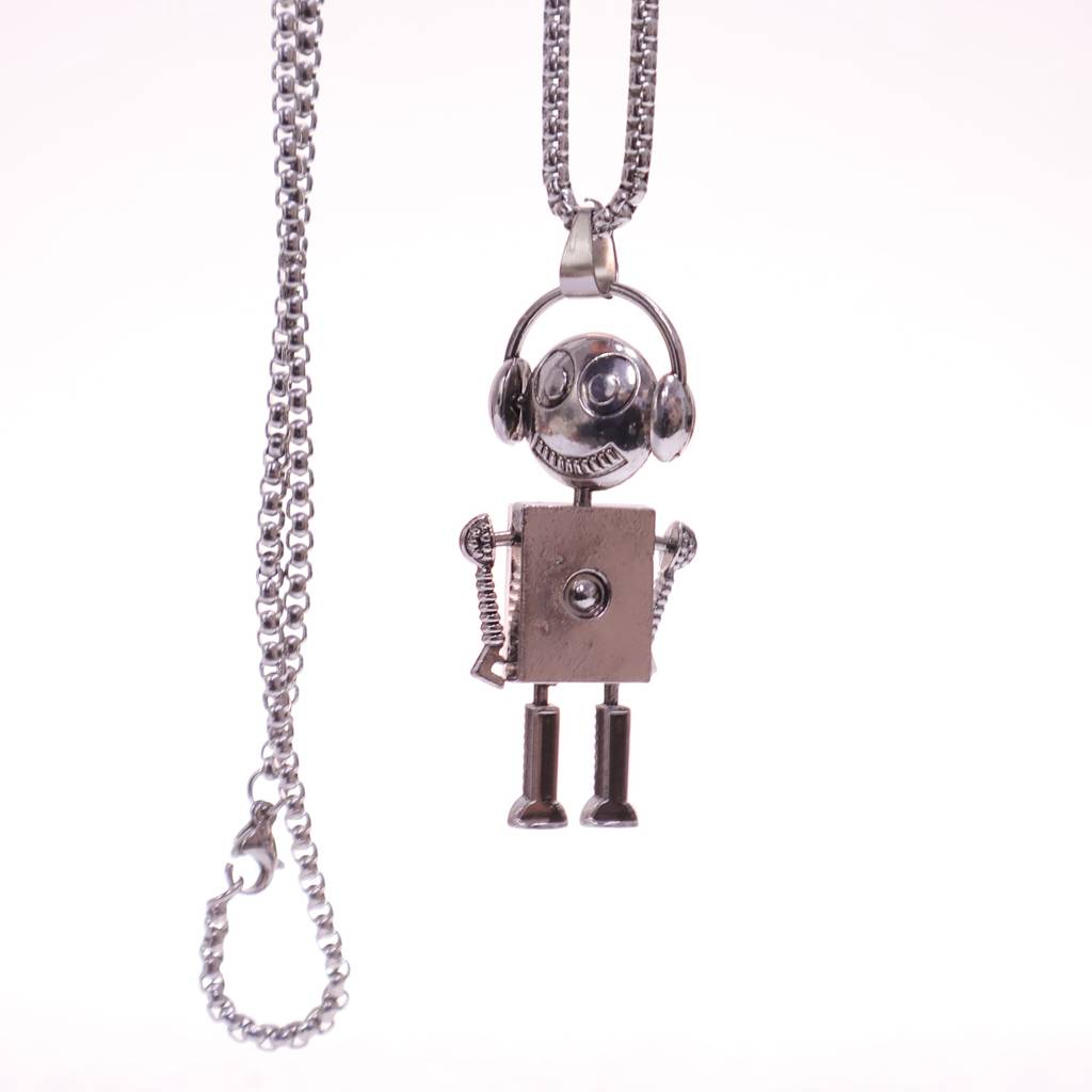 Stylish Robot Pendant Necklace For Men | Stainless Steel Silver Chain | Trendy Fashion Jewelry For Boys & Men | Perf : LJGN001