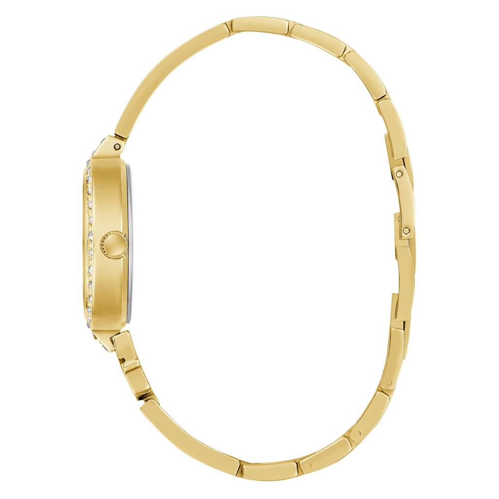 Guess Round 28Mm Champagne Dial Analog Women Watch - Gw0929L2 : GW0929L2