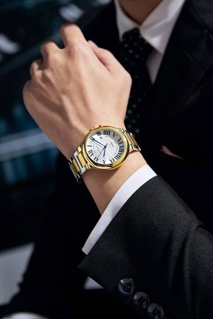 Giordano Analog Quartz Watch For Men Â Stainless Steel Strap, Textured Dial With Roman Numerals, Blue Hands, D : GZ-50187-22
