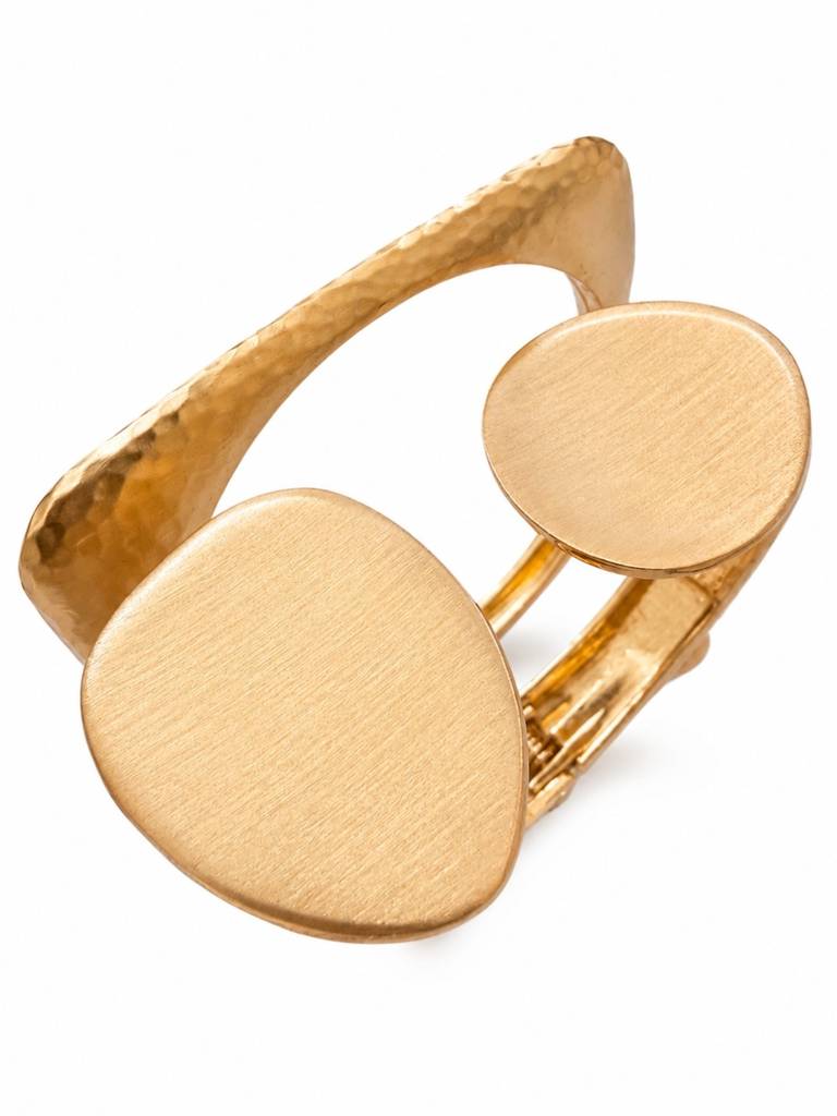 Sculptural Matte Combo Braclet – Set Of 2 | 18K Gold Plated Stainless Steel : CBR011SMC