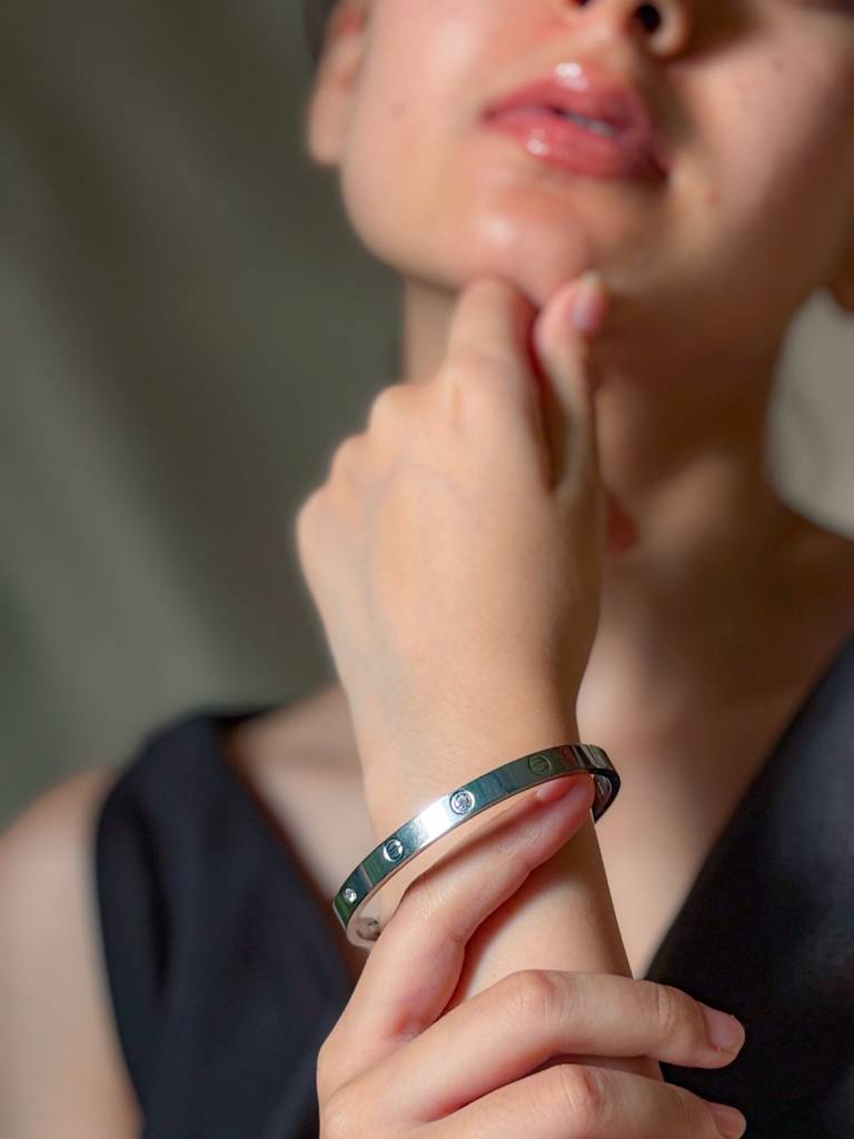 Classic Silver Lock Bangle Â Designer-Inspired Statement Bracelet : ATB534CSLB