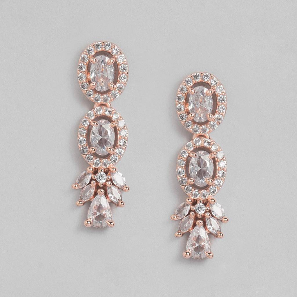 Estele Rose Gold Plated Cz Exquisite Necklace Set For Women : AD-701-RG-WENKER