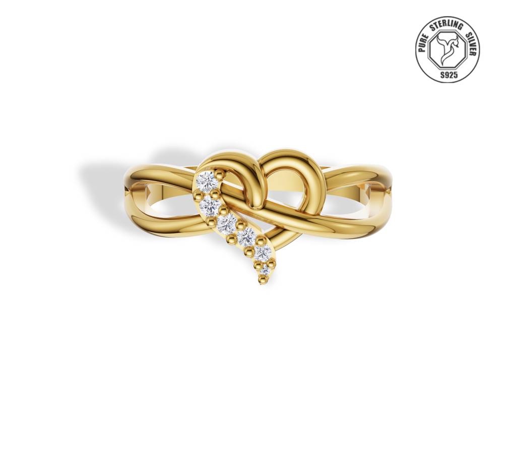 Heart Shaped Gold Plated Silver Ring For Her : TRLRIMP0012