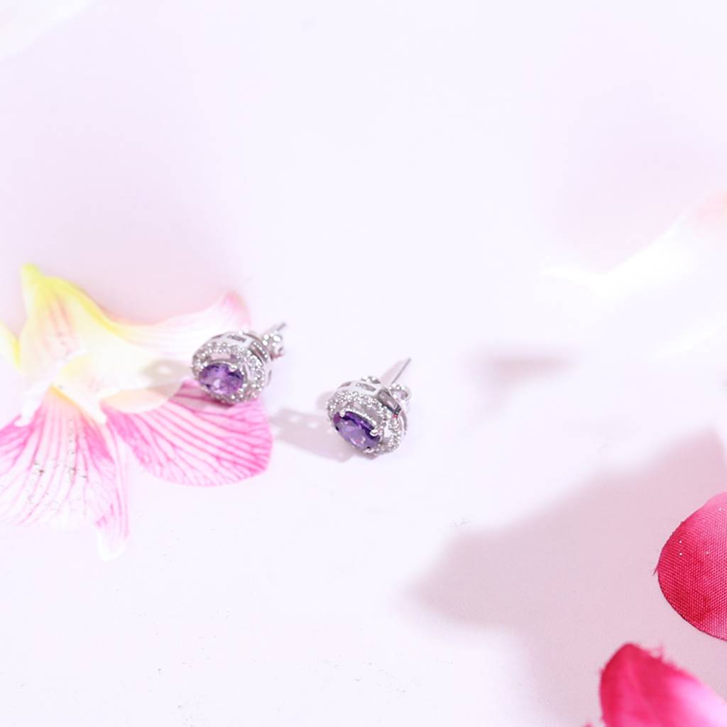 Iski Uski 925 Sterling Silver Maitri Amethyst Drop Earrings