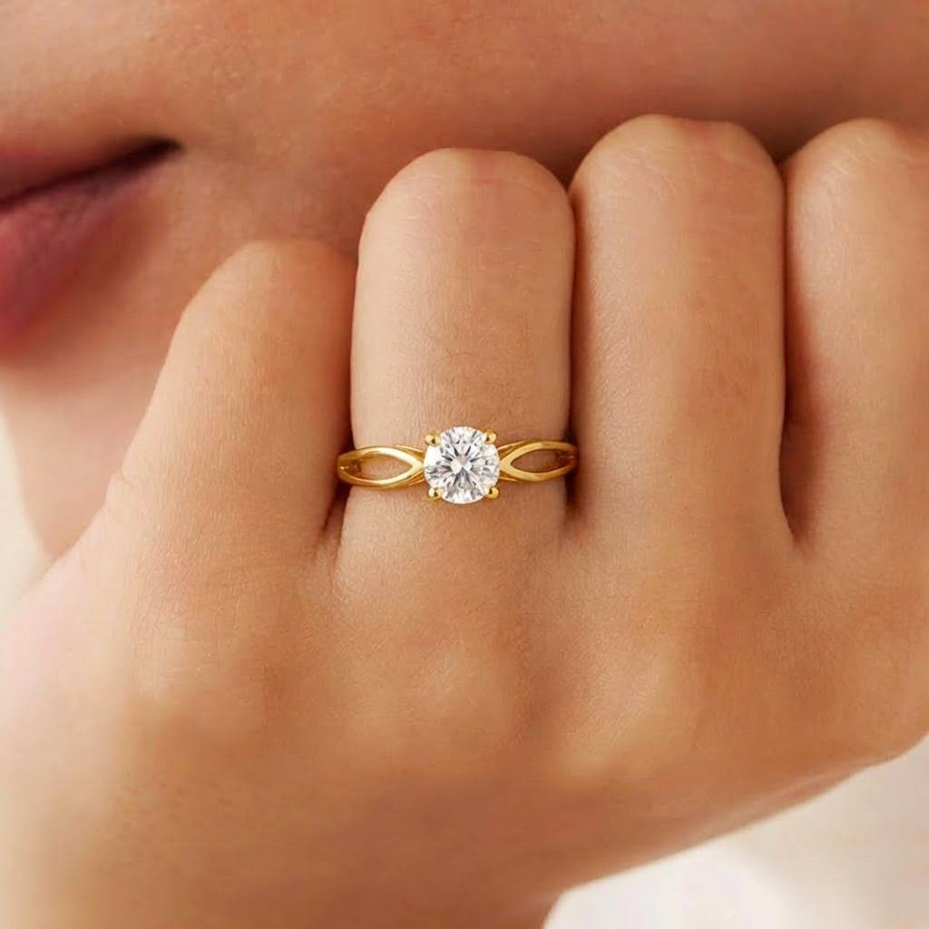 Minimal Solitaire Gold Plated Adjustable Ring : RNG-40435-G