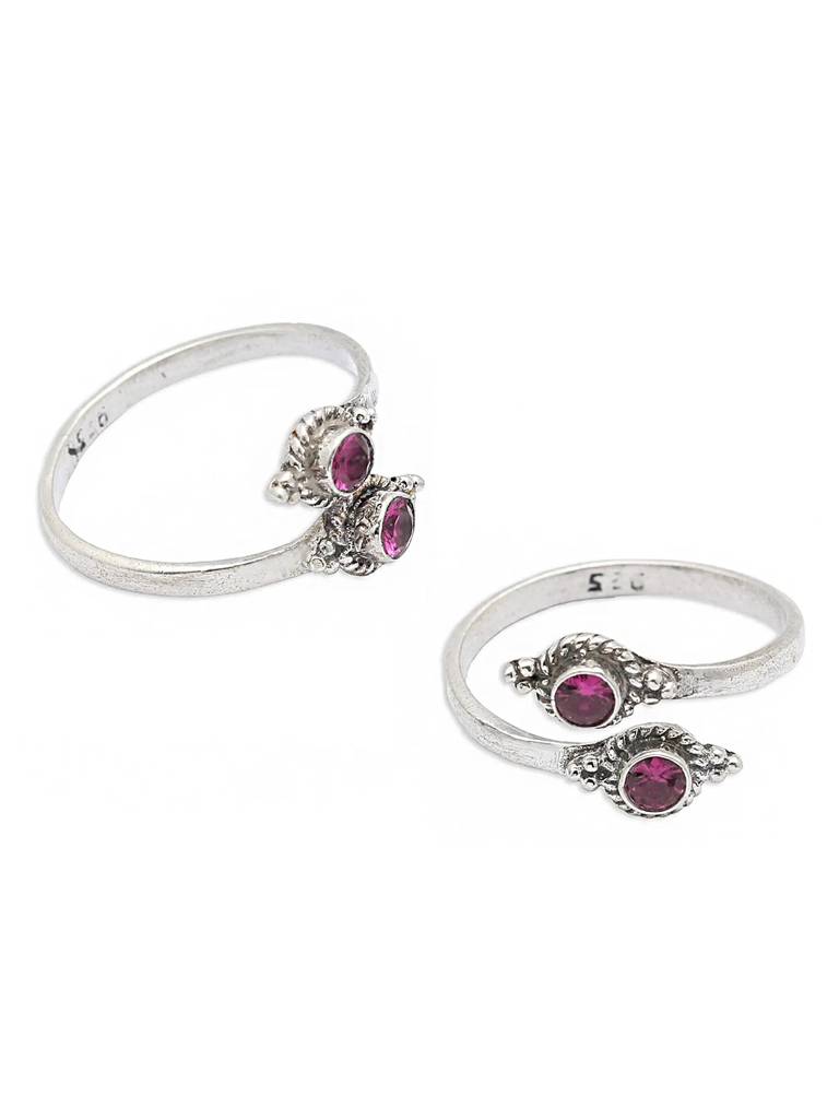 Silver Red Toe Ring : U100SO008TR0251
