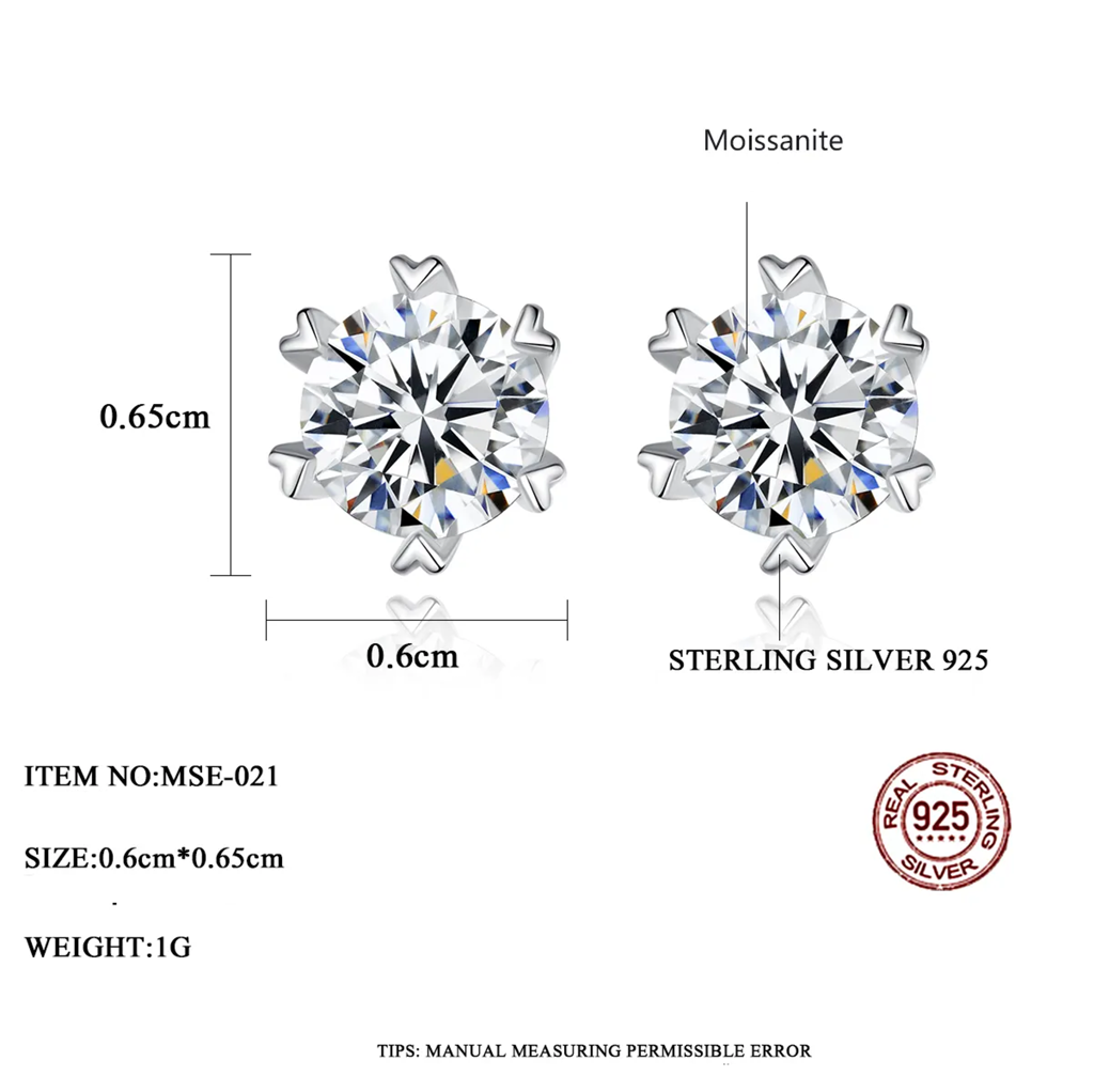 1 Ct Heart Flare Sparkle Moissanite Stud Earrings; Gra Certified; D Vvs1 : RoundHeartProng_1ct