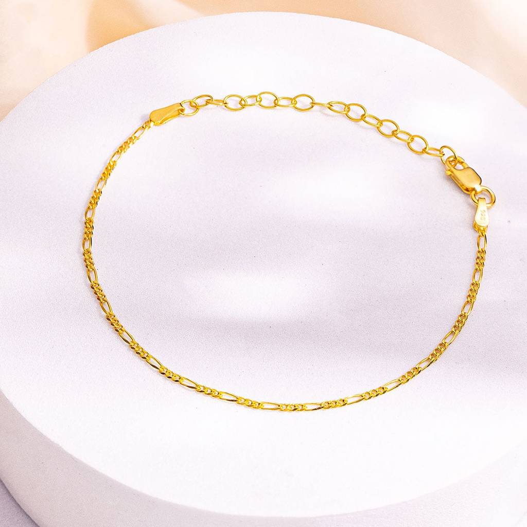 Minimalist Gold-Plated 925 Sterling Silver Women'S Figaro Chain Bracelet : BR-80423-G