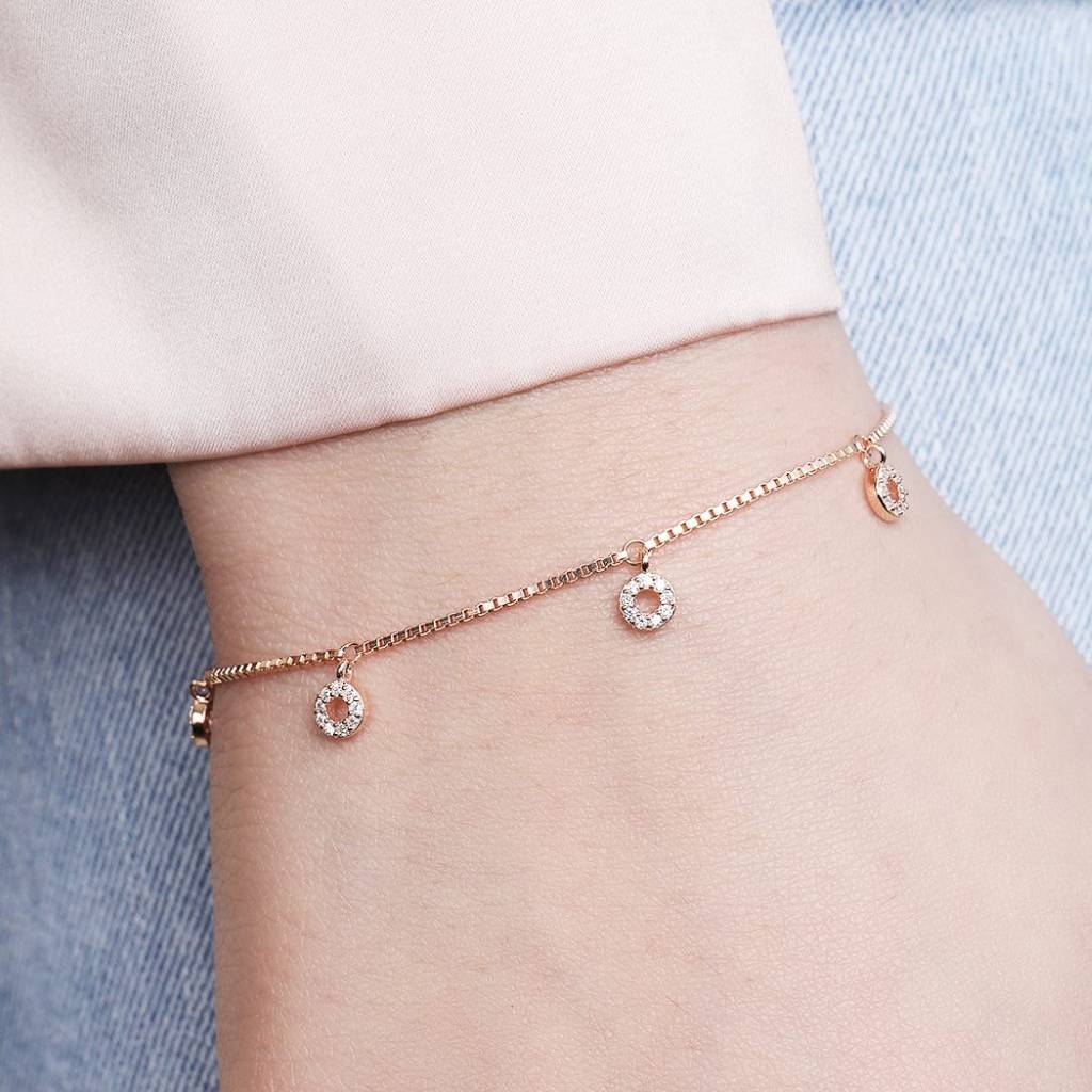 Mystic Harmony Rose Gold Plated Cz Sparkle 925 Sterling Silver Bracelet : BR-80354-RG