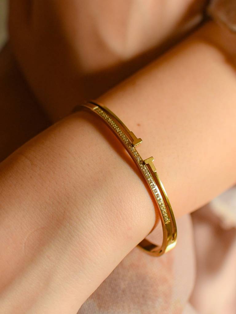 Elegant Gold Cz Bracelet Â Anti-Tarnish, Small Wrist Fit : ATB600HSB